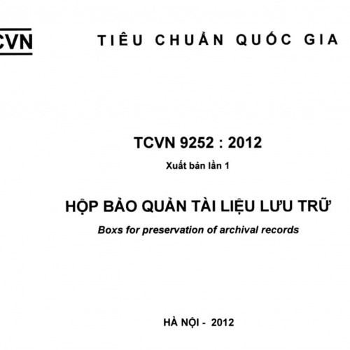 TIÊU CHUẨN QUỐC GIA TCVN 9252 : 2012 HỘP BẢO QUẢN TÀI LIỆU LƯU TRỮ